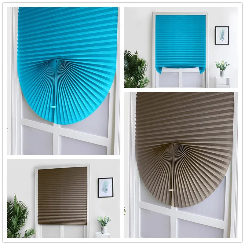 Store plissé adhésif semi occultant tissu polyester pour fenêtre salle de bain et balcon (60 x 150CM)