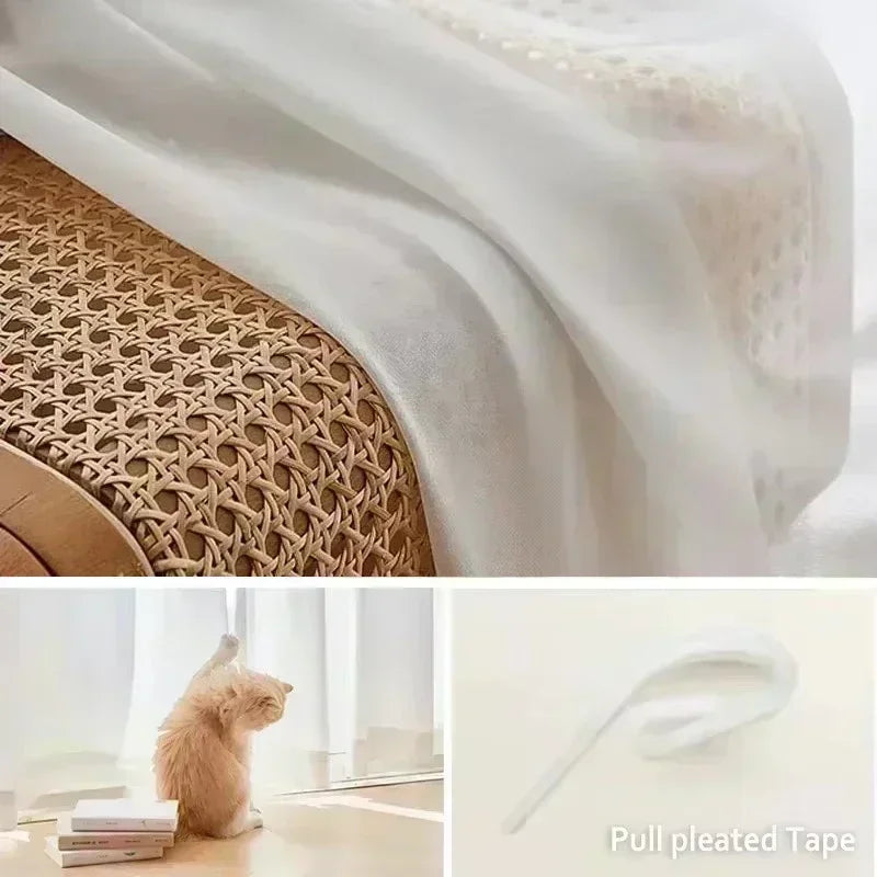 Voilage blanc en polyester effet tulle épais tamisant, largeur 300 cm et plus