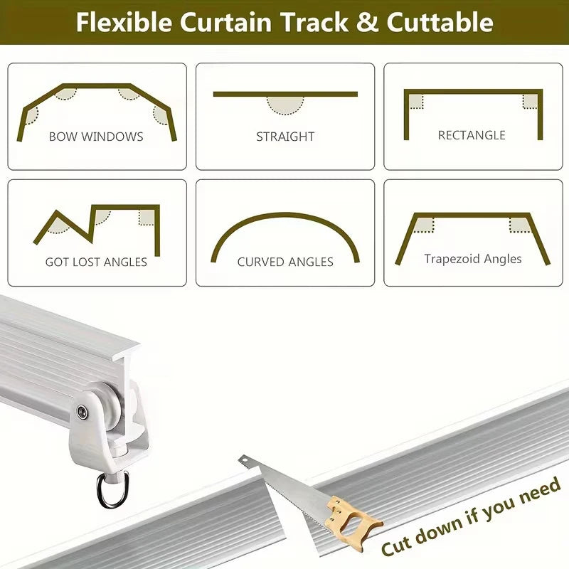 Rail de rideau flexible auto-adhésif sans perçage pour plafond