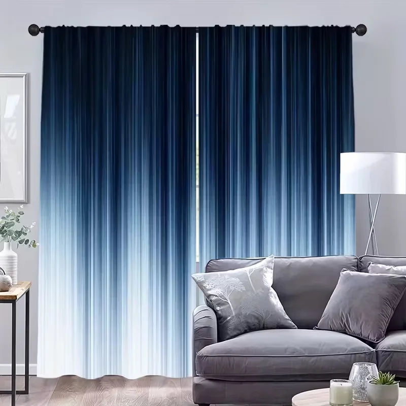 Rideaux bleu dégradé tamisants modernes (2 panneaux)