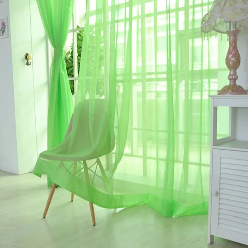 Voilage coloré en polyester léger tamisant, fruit vert