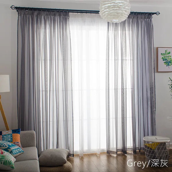 Rideau voilage tulle coloré translucide léger moderne, gris