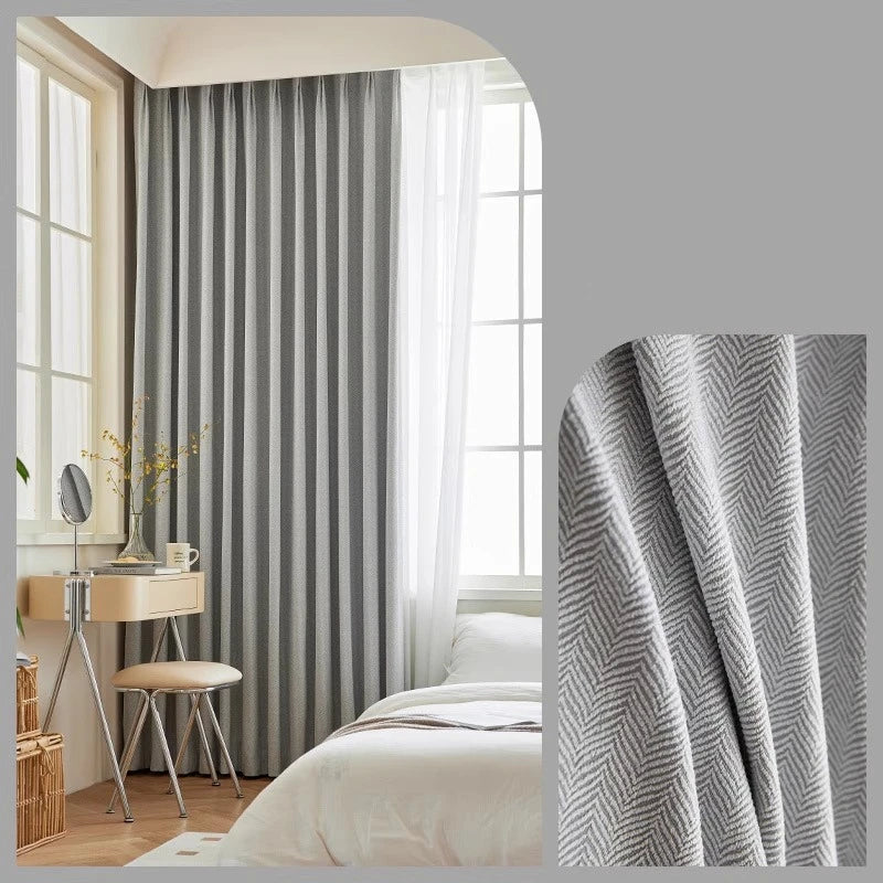 Rideau occultant chenille chevron épais pour salon et chambre