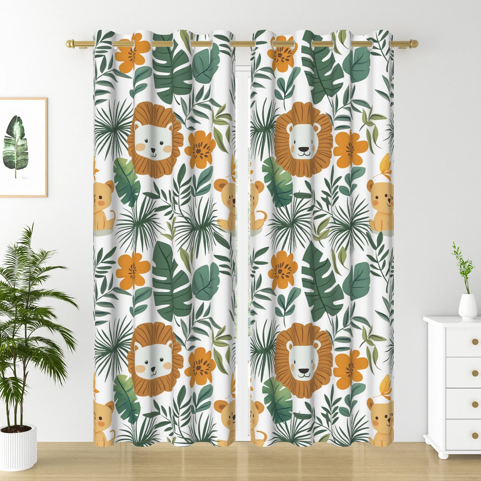 Rideaux jungle lion enfant occultants 80-90 % (2 panneaux)