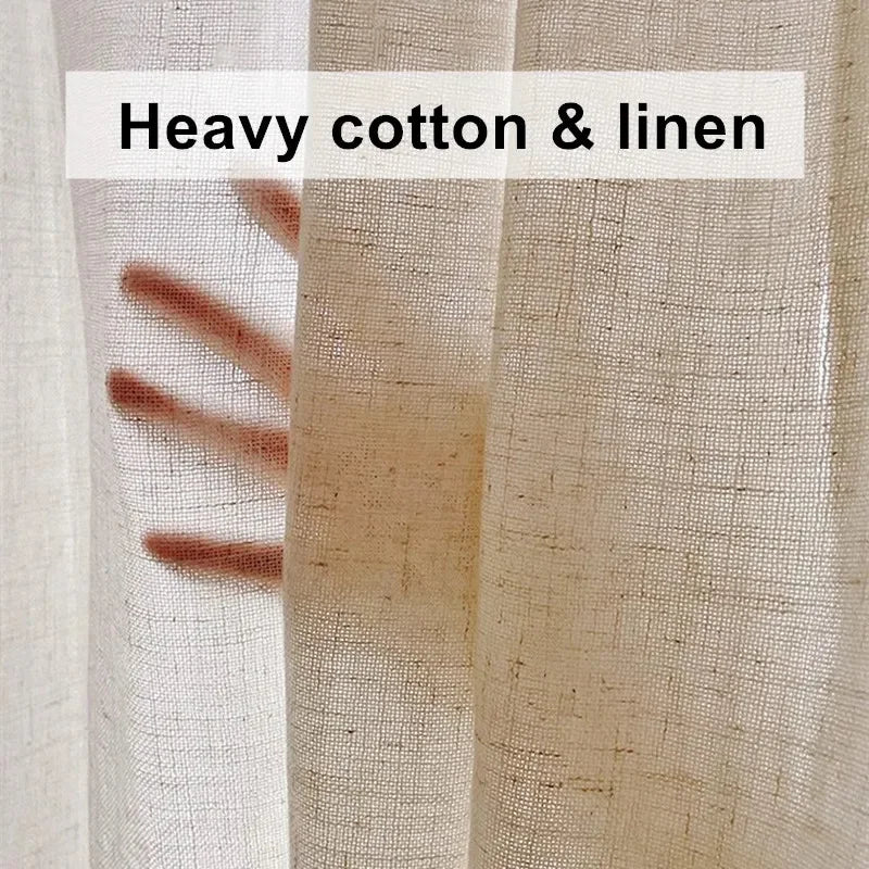 Rideau voilage effet lin épais beige tamisant élégant, pose à œillets
