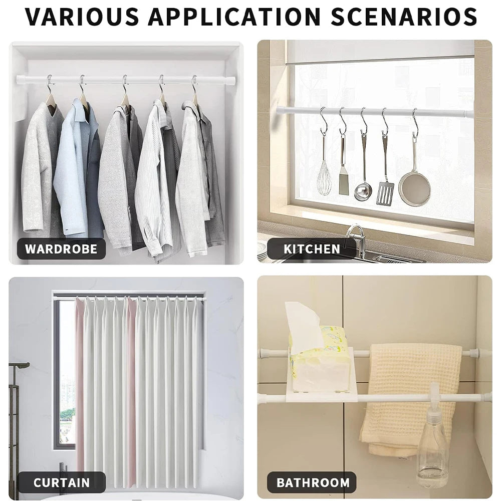 Tringle extensible à pression sans perçage en métal réglable pour rideau et placard