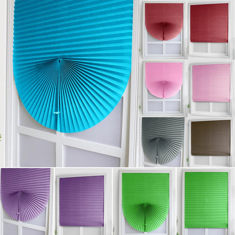 Store plissé adhésif semi occultant tissu polyester pour fenêtre salle de bain et balcon (60 x 150CM)