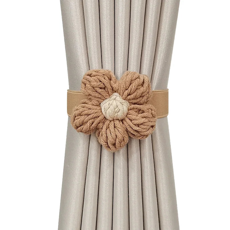 Embrasse de rideau fleur en relief avec bande élastique