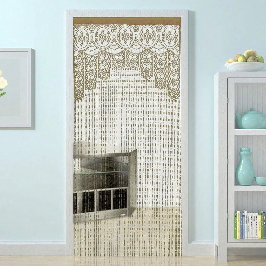 Rideau porte macramé dentelle ajourée 100x200 cm (1 panneau), champagne