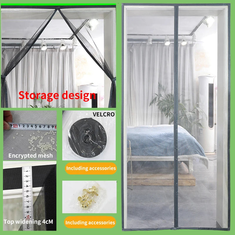 Store magnétique anti-moustiques – Écran en fibre de verre, fermeture automatique, taille personnalisable pour porte
