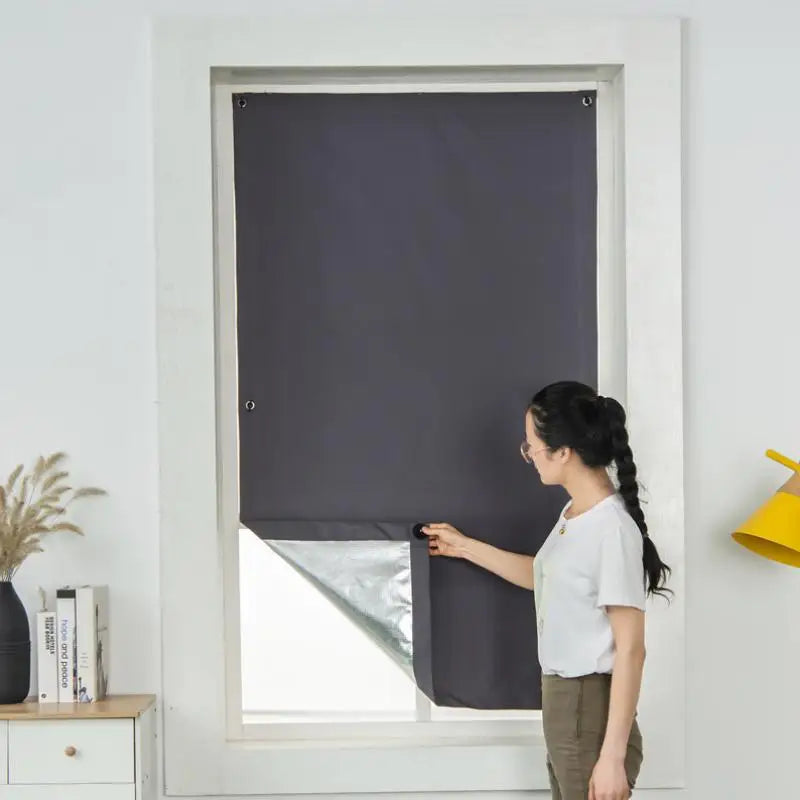 Rideau occultant portable thermique avec ventouses pour fenêtre de toi, gris