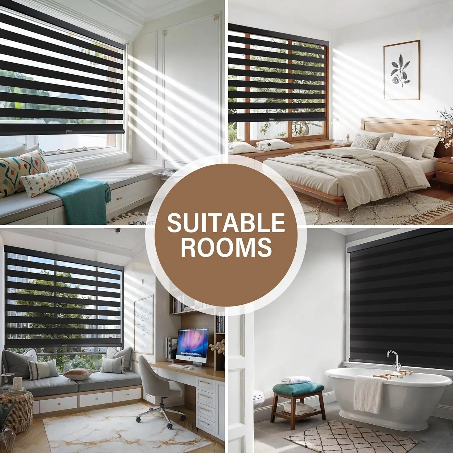 Store sans fil | Double couche | Filtrage de lumière et confidentialité | Facile à installer