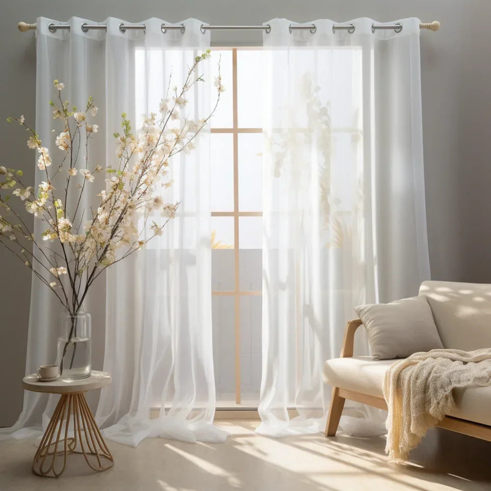 Rideau voilage blanc léger, largeur 100 à 139 cm