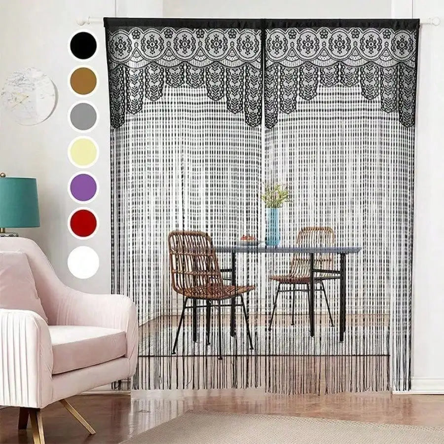 Rideau porte macramé dentelle ajourée 100x200 cm (1 panneau), hauteur 200 à 239 cm