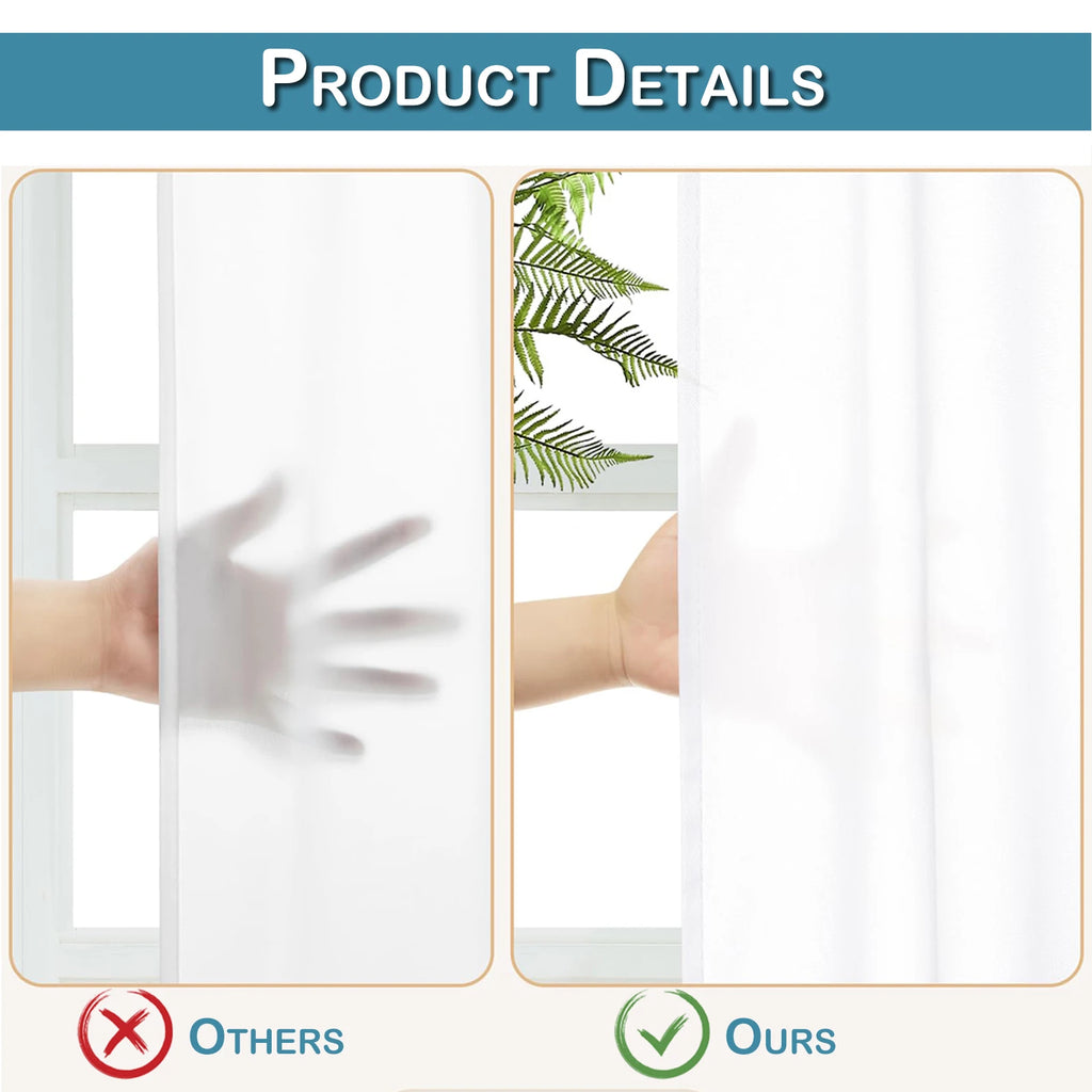 Voile de Porte Blanc Transparent avec Œillets, hauteur moins de 160 cm