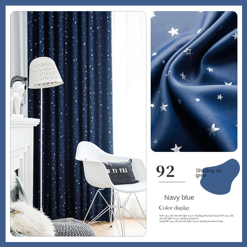 Rideau occultant enfant motif étoiles moderne pour chambre (1 panneau)