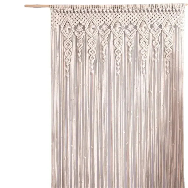 Rideau porte macramé en coton tissé main 95x200 cm (1 panneau)