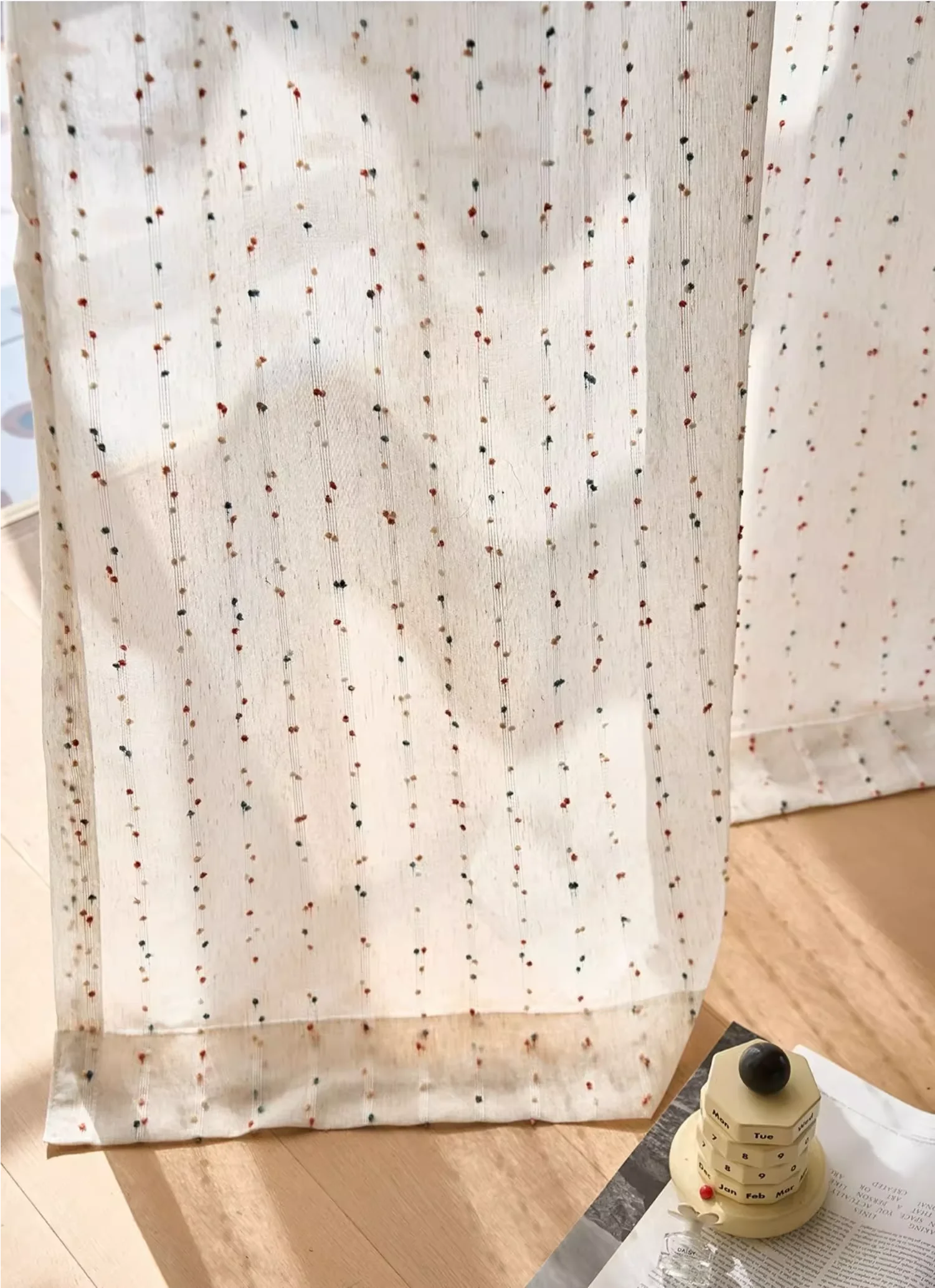 Rideau voilage blanc brodé bohème pour salon et chambre
