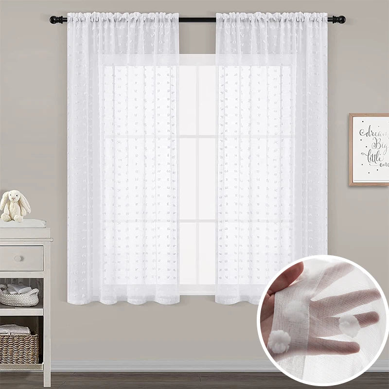 Rideau de Tulle Blanc pour Fenêtre, largeur 100 à 139 cm