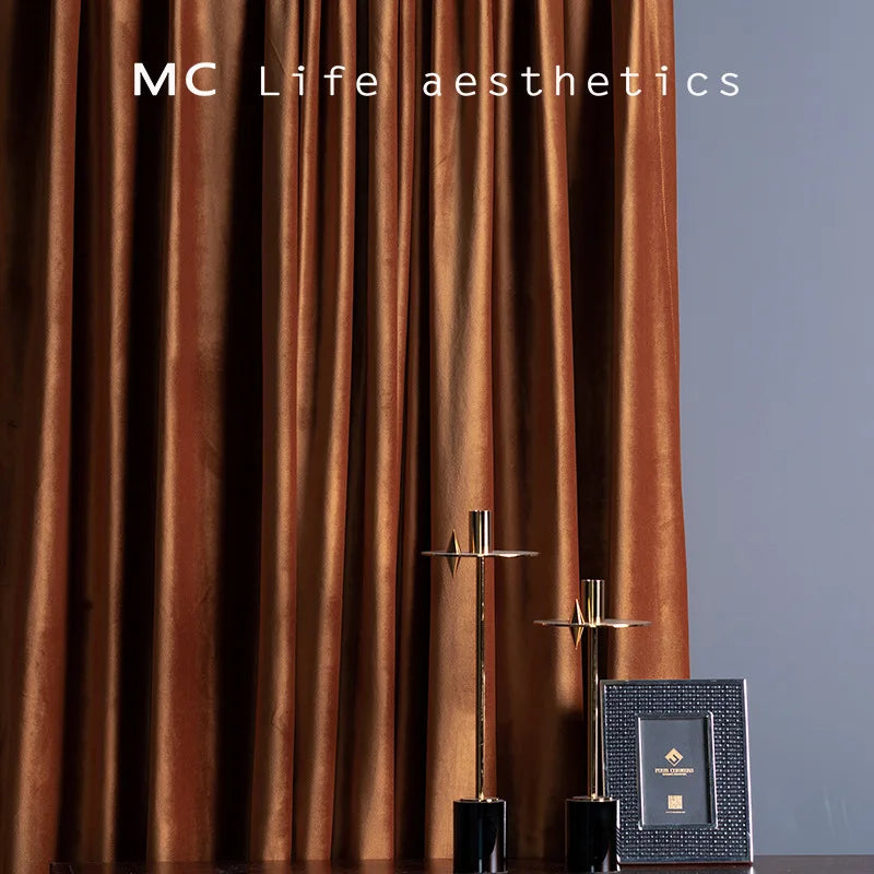 Rideau occultant velours marron moderne pour salon et chambre