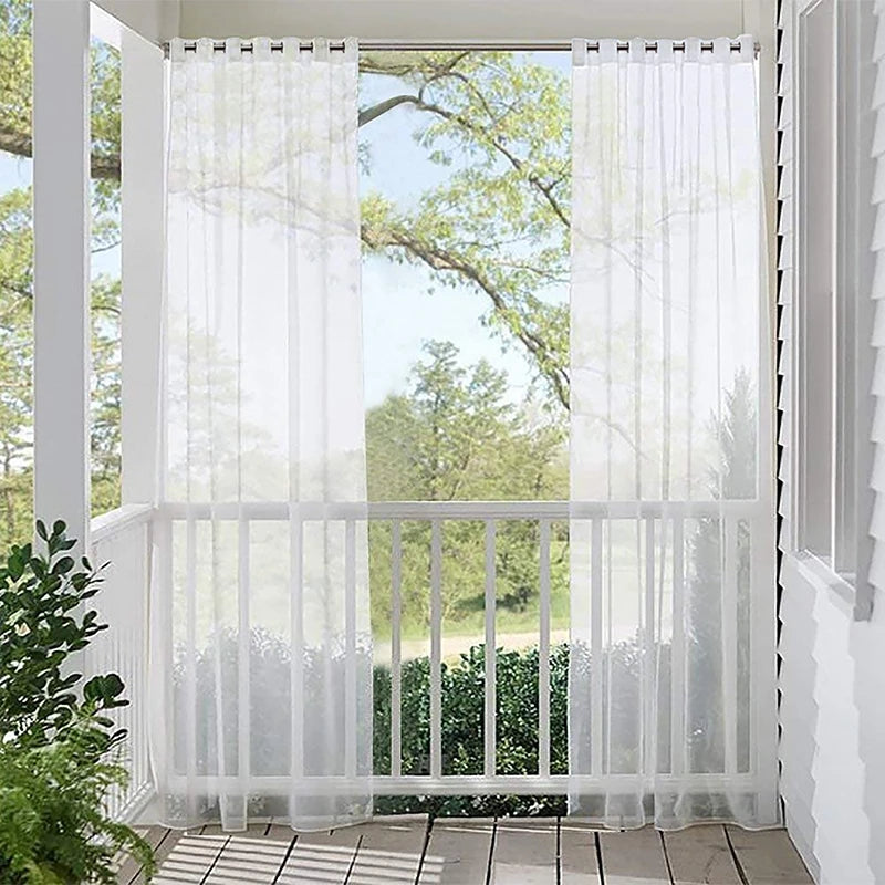 Rideau extérieur imperméable en tulle blanc, largeur 100 à 139 cm