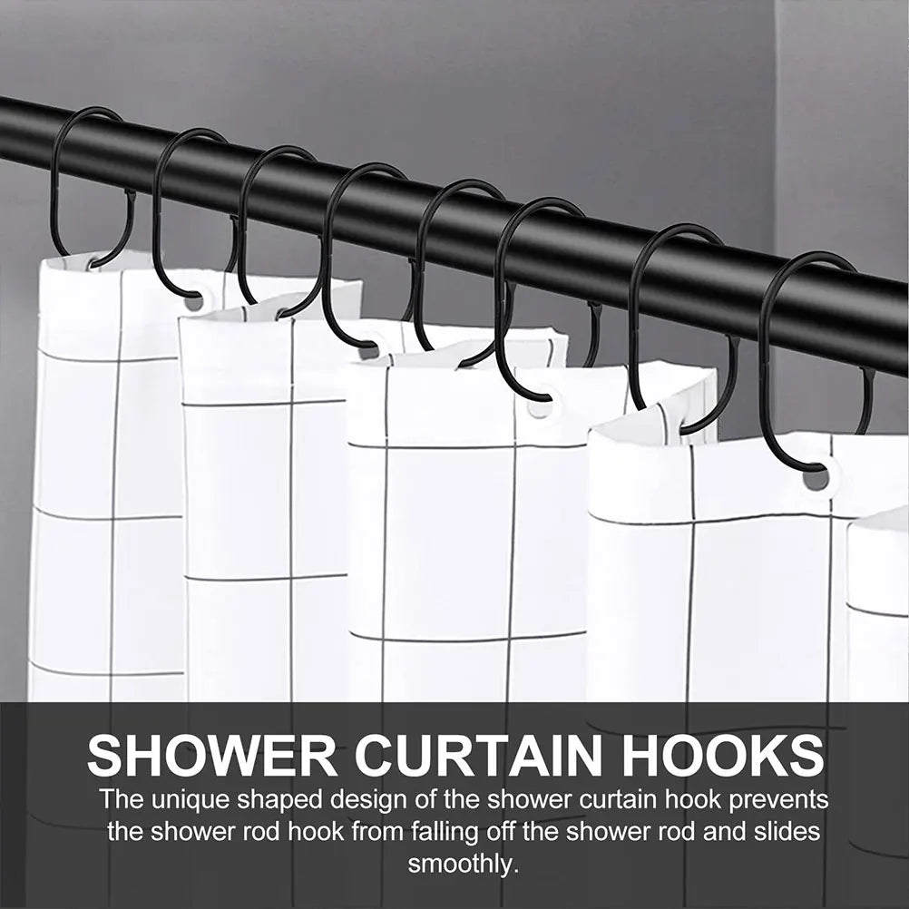 Lot de 12 crochets pour rideaux de douche avec fermeture à pression