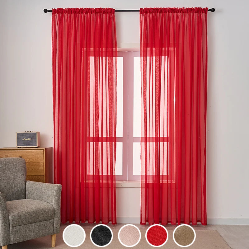 Rideau voilage uni léger en polyester tamisant, largeur 100 à 139 cm