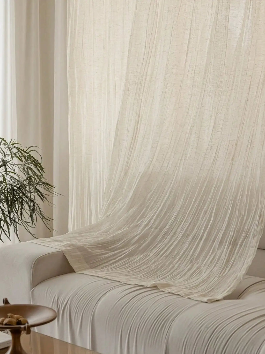 Rideau en lin tamisant style japonais léger et naturel, largeur 140 à 199 cm