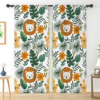 Rideaux jungle lion enfant occultants 80-90 % (2 panneaux), pose à œillets