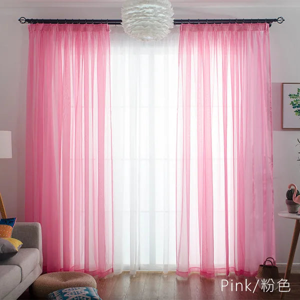 Rideau voilage tulle coloré translucide léger moderne, ros