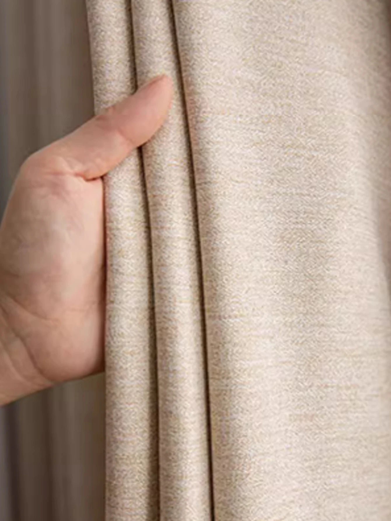Rideau occultant beige uni en polyester pour chambre et salon
