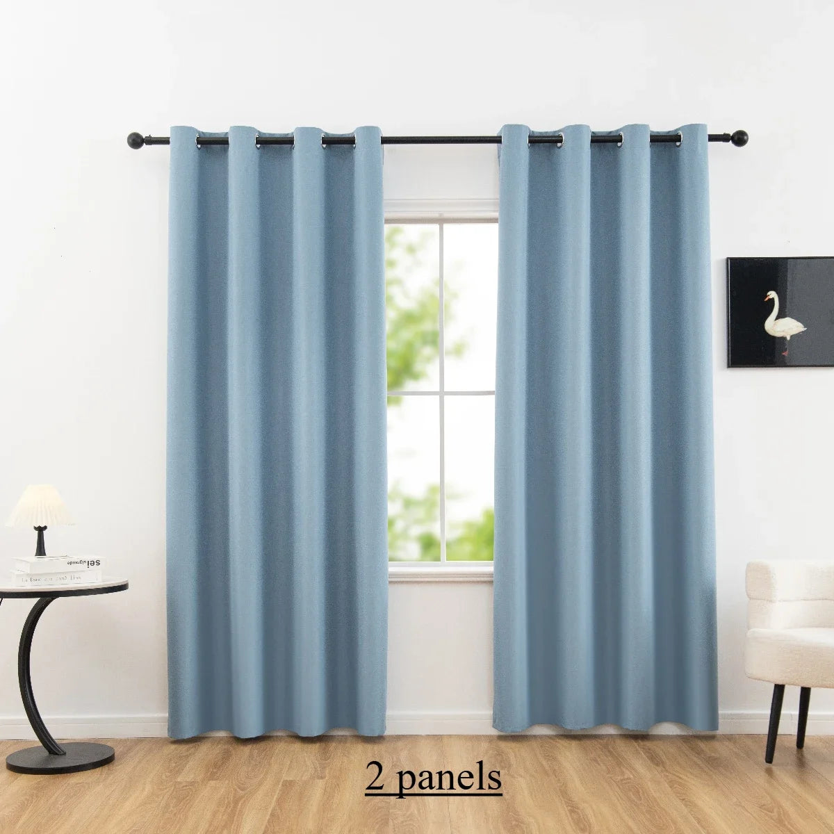 Rideaux occultants 100% polyester unis pour chambre et salon (2 panneaux)