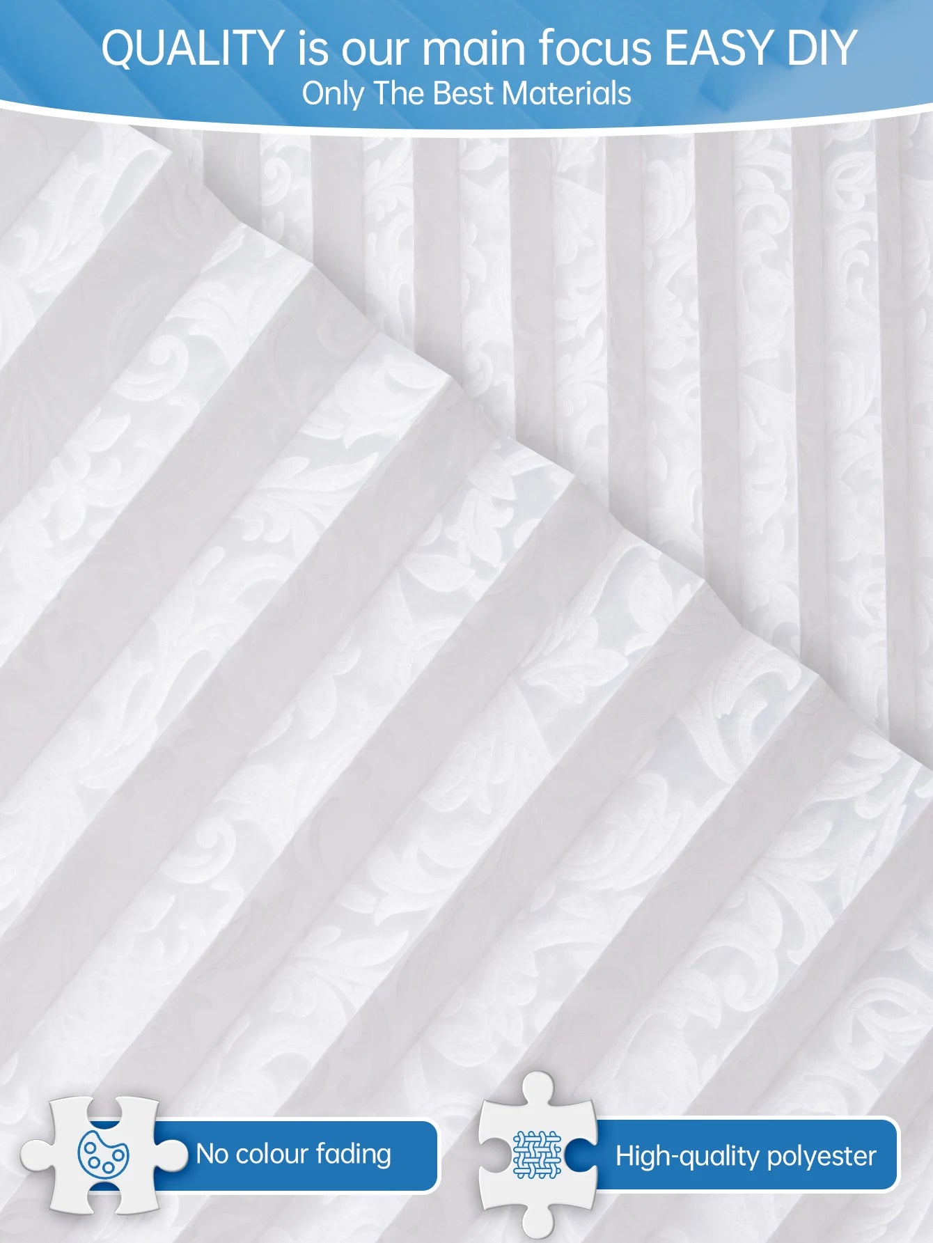 Store plissé occultant sans perçage en tissu non tissé ajustable pour fenêtre