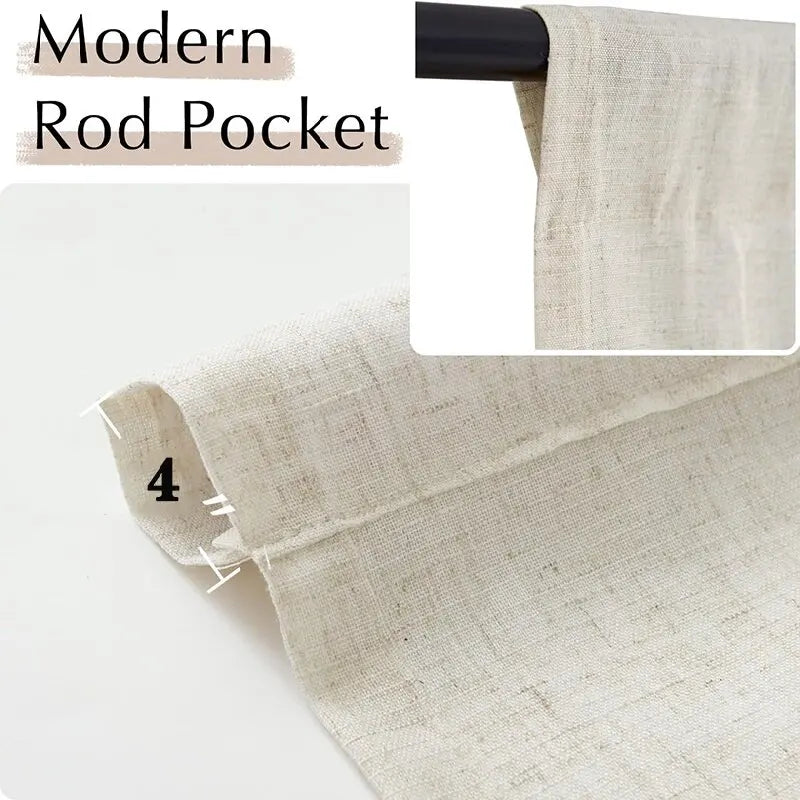 Rideau relevable en coton et lin occultant pour fenêtre (1 panneau)