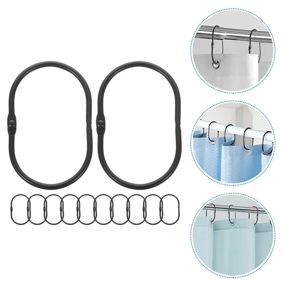Lot de 12 crochets pour rideaux de douche avec fermeture à pression