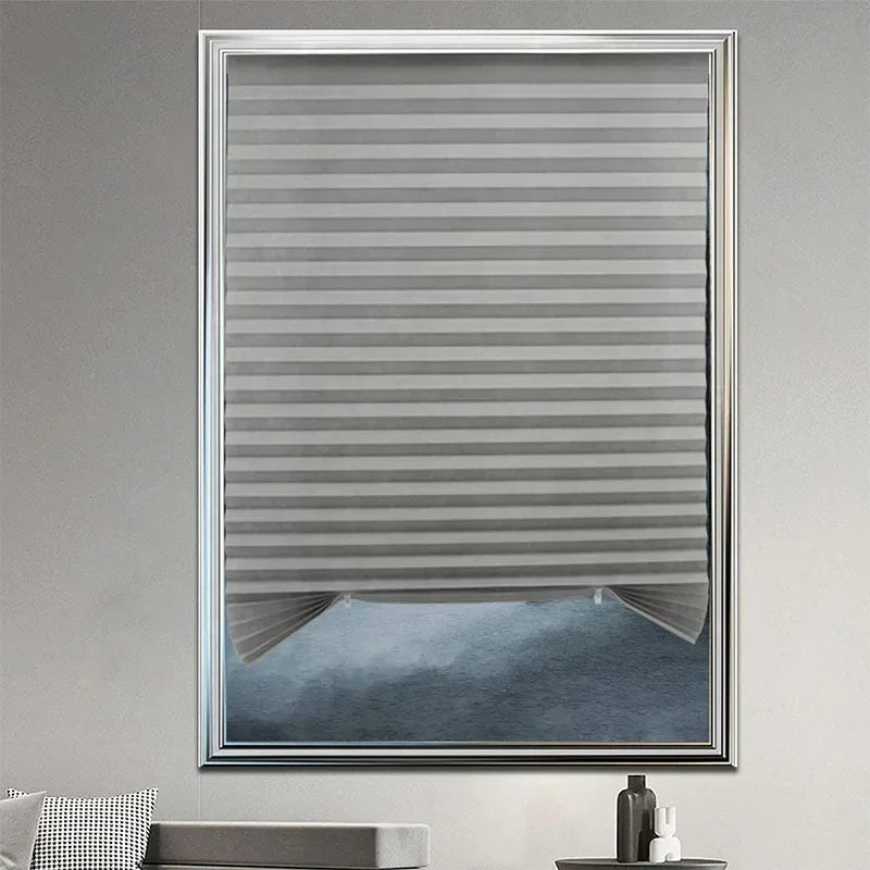 Store plissé adhésif tamisant sans perçage polyester pour fenêtre cuisine et chambre