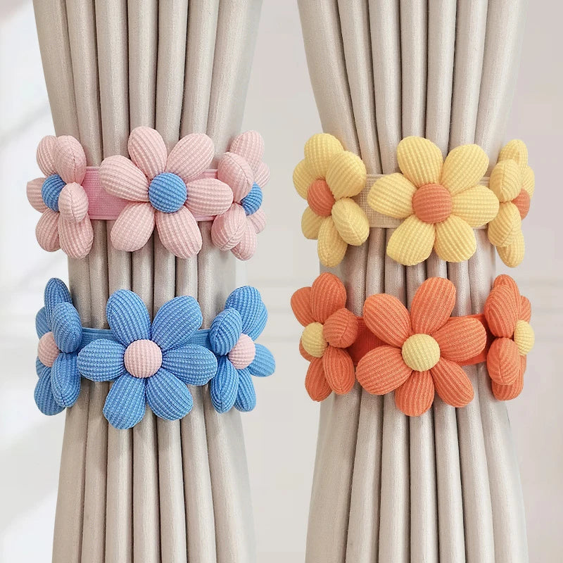 Embrasse de rideau fleur en relief avec bande élastique
