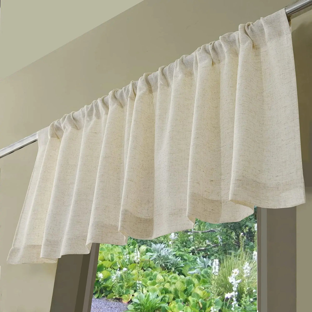 Valance en Lin pour Fenêtres, largeur 100 à 139 cm