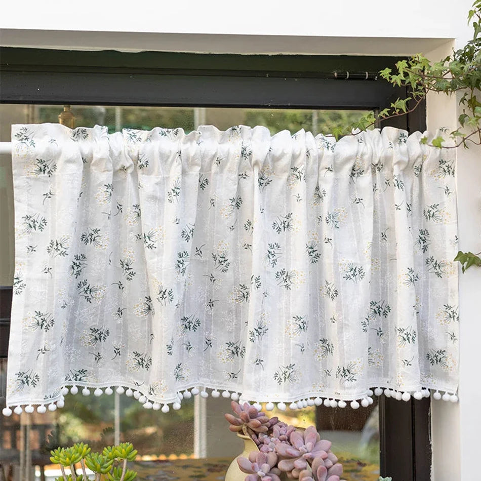 Rideau en coton fleuri style coréen tamisant, largeur 140 à 199 cm