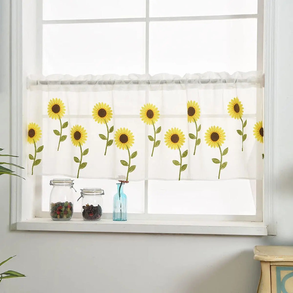Valance Brodée Semi-Translucide pour Fenêtre, hauteur moins de 160 cm