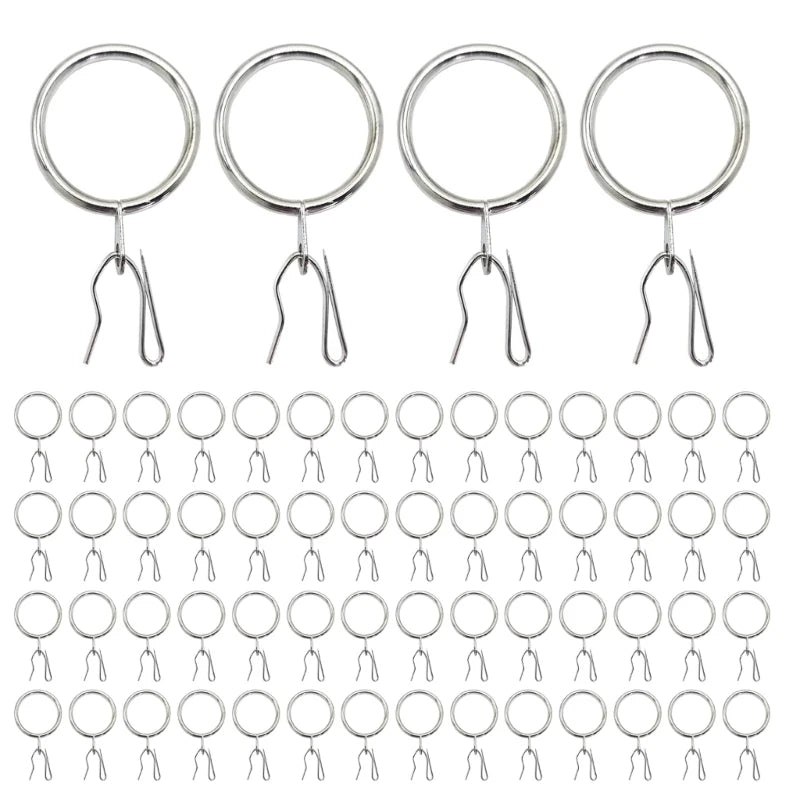 Lot de 60 anneaux métalliques pour rideaux avec crochets à épingle