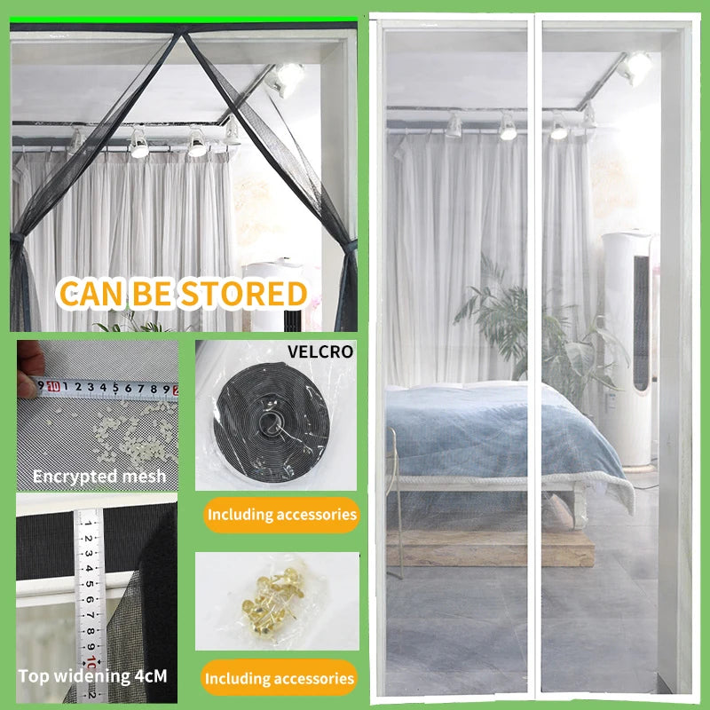 Store magnétique anti-moustiques – Écran en fibre de verre, fermeture automatique, taille personnalisable pour porte