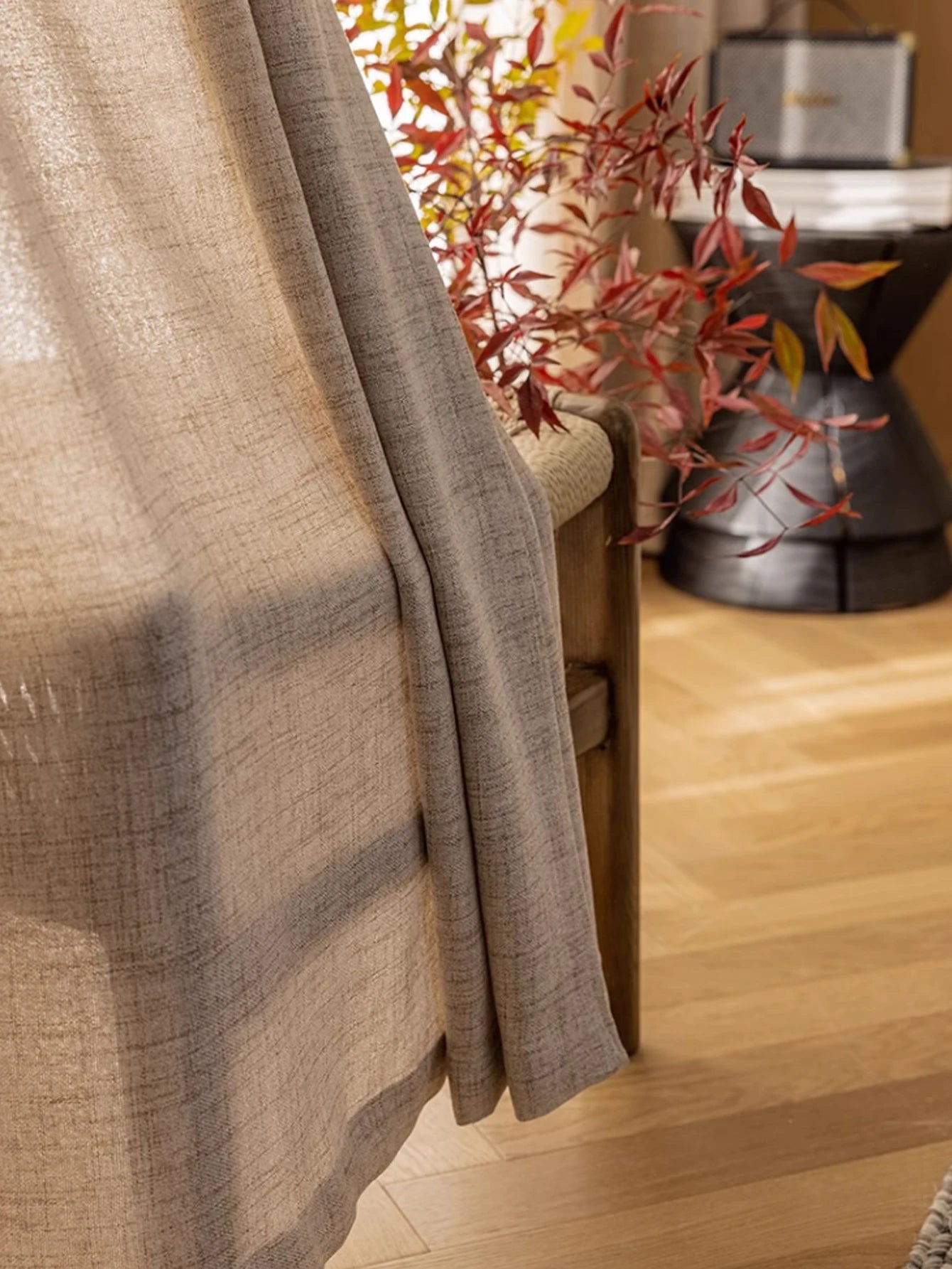 Rideau en lin beige style japonais tamisant, largeur 140 à 199 cm Image