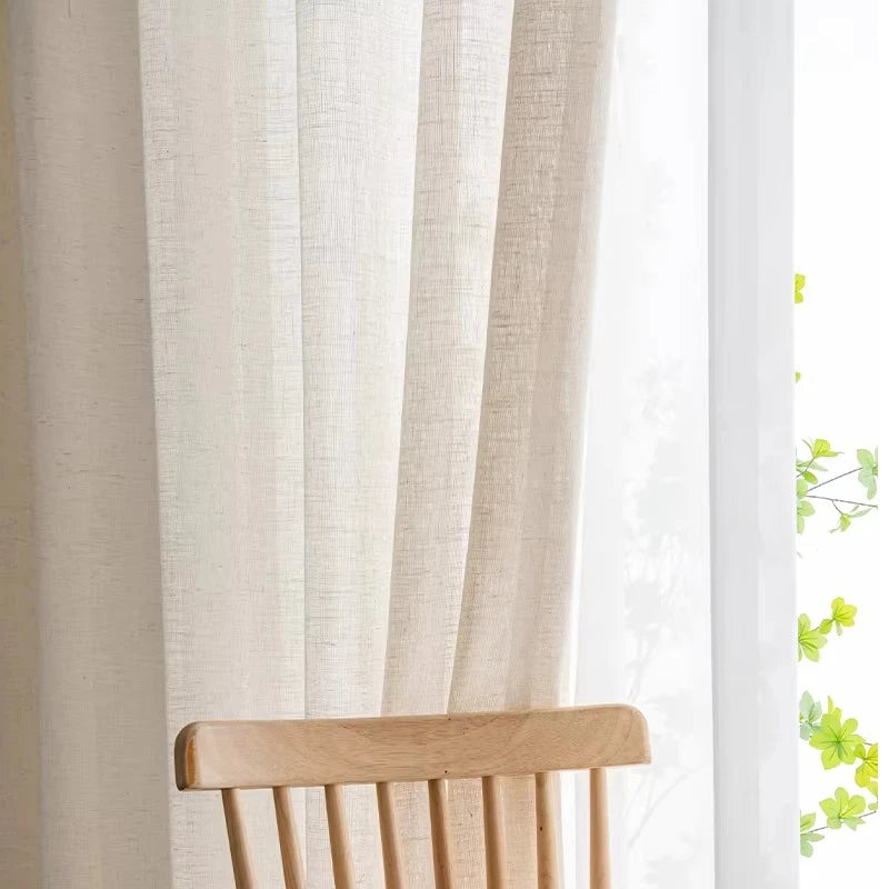 Rideau voilage tulle polyester translucide élégant pour fenêtre et sal, pose à passe-tringle