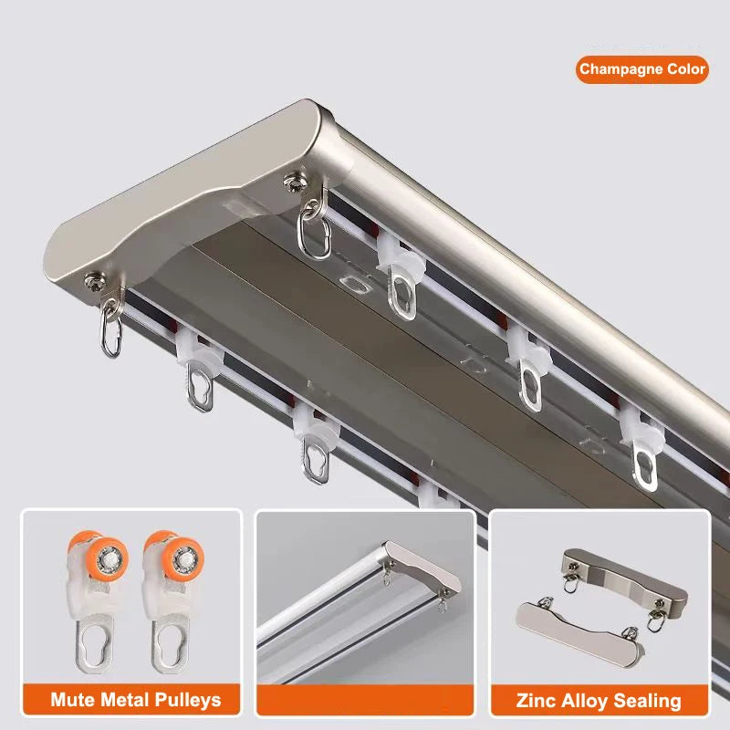Tringle à rideaux double rail luxueuse européenne avec poulies métalli, champagne Image