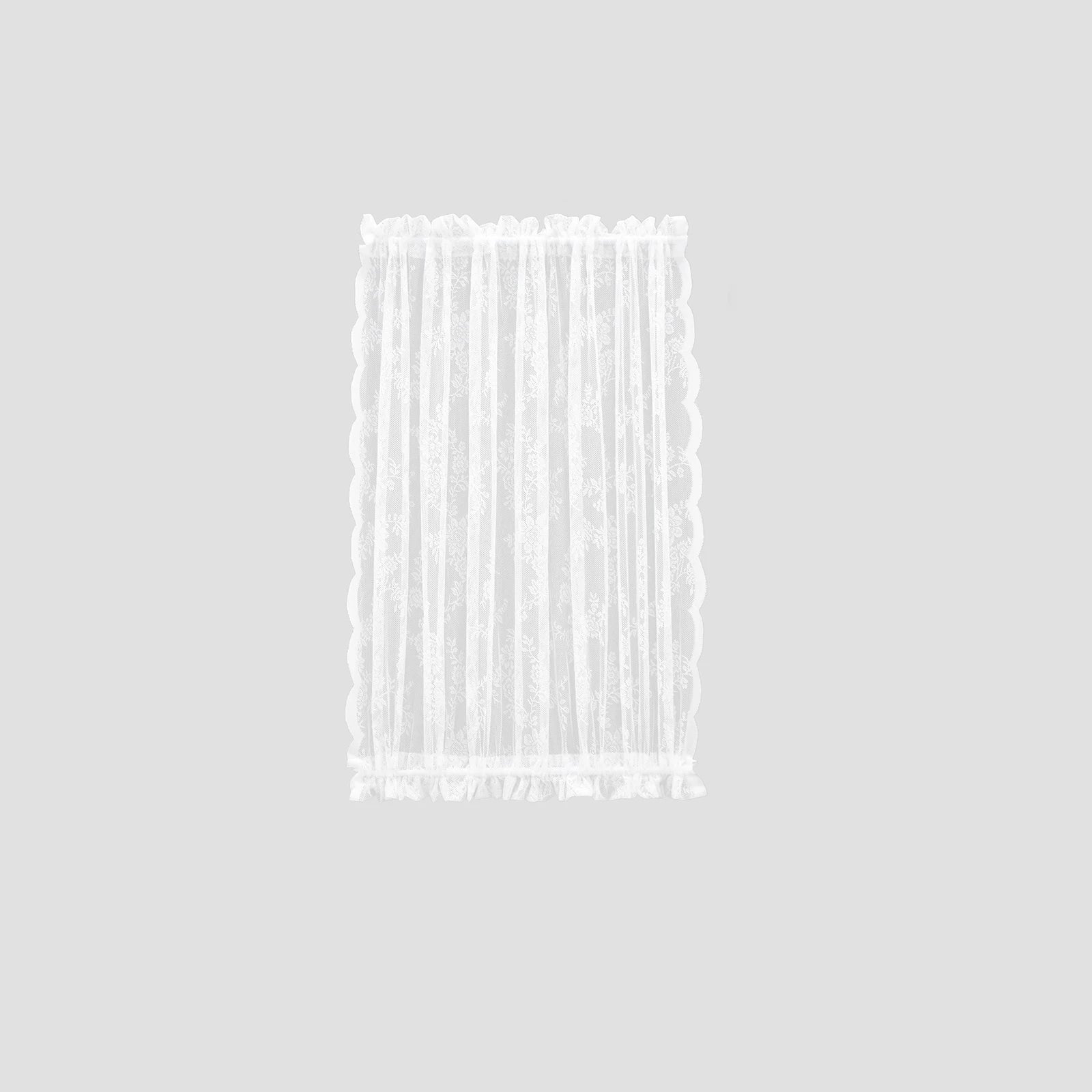 Rideau voilage porte fenêtre dentelle florale blanc tamisant