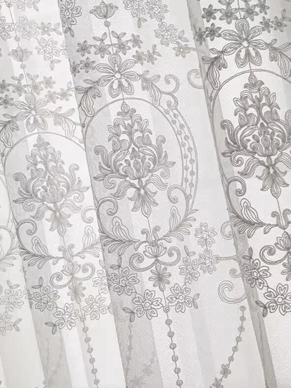 Rideau voilage blanc brodé floral, largeur 200 à 299 cm