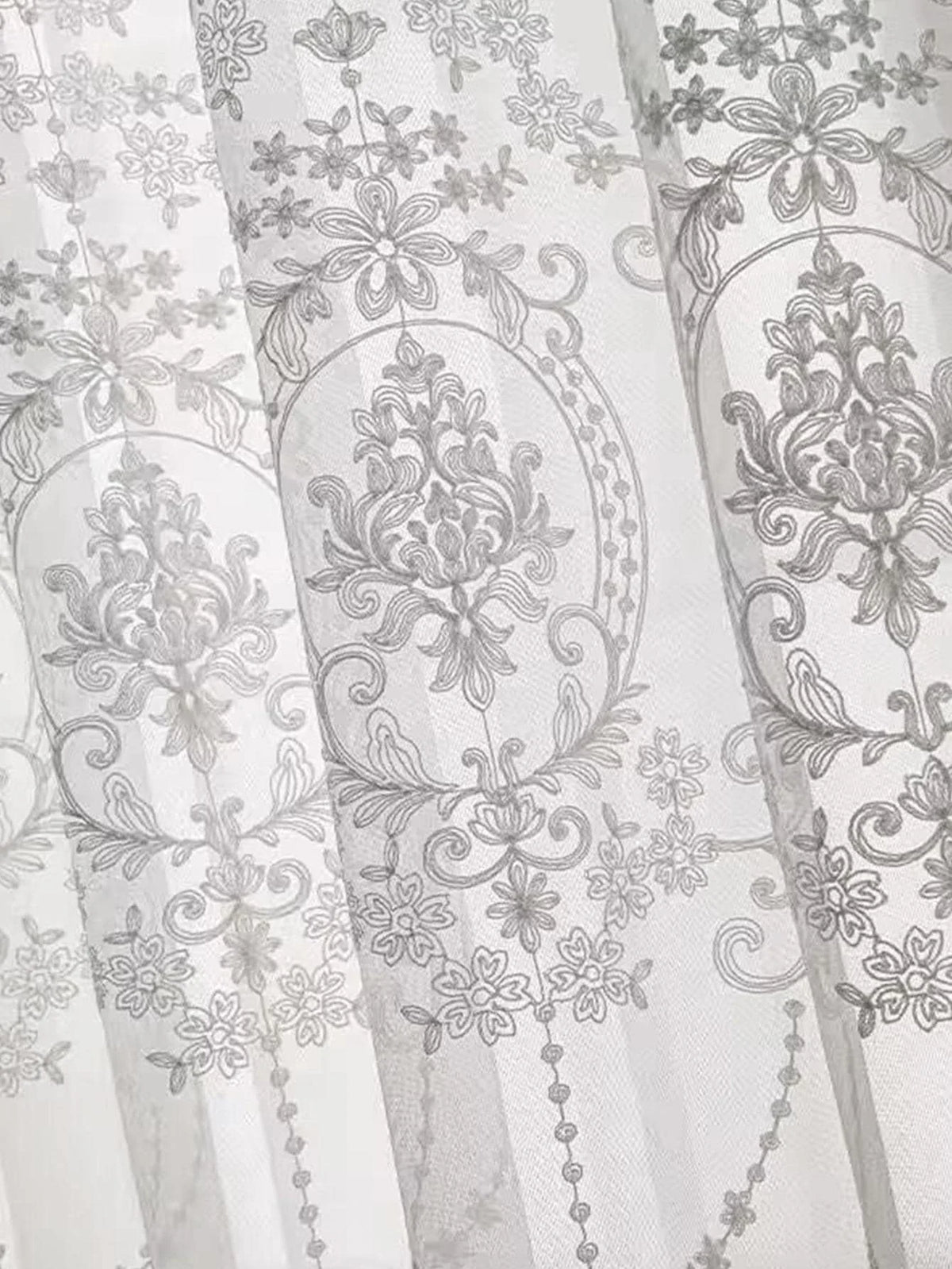 Rideau voilage blanc brodé floral, largeur 200 à 299 cm