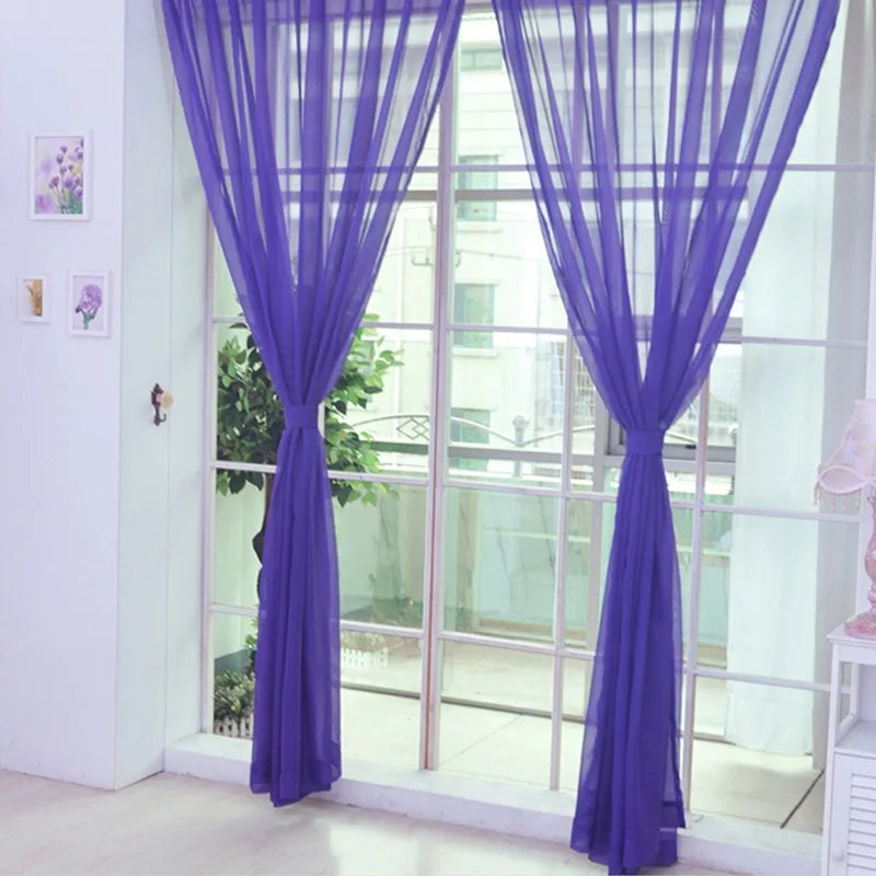 Voilage coloré en polyester léger tamisant, violette