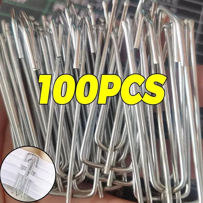 Lot de 10/20/30/50/100 crochets pour rideaux en métal inoxydable (Pinces pour plis de rideaux)